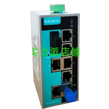  Yeni Orijinal Nokta Fotoğraf İçin MOXA EDS-208A-S-SC 1 Optik 7 Elektrik Portları Tek Modlu Endüstriyel Ethernet Anahtarı