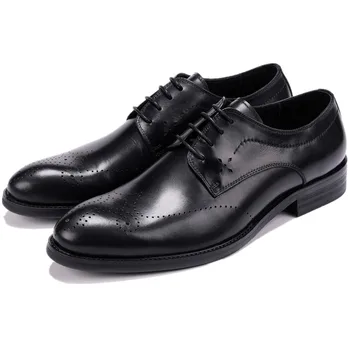  Yeni Oxfords Erkek Elbise Ayakkabı Hakiki Deri iş Ayakkabıları Erkek Resmi Düğün Damat Ayakkabı
