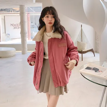  Yeni retro tasarım anlamda pamuk kış Kore versiyonu kalınlaşma ve kadife kalınlaşma takım pamuklu ceket kadın