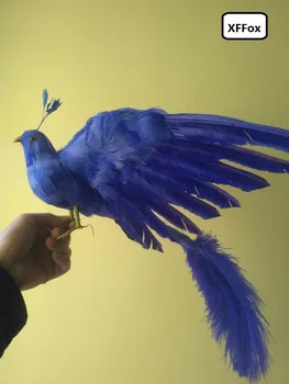  Yeni simülasyon kanatları mavi kuş modeli köpük ve kürkler Phoenix oyuncak hediye yaklaşık 45x50 cm xf0612