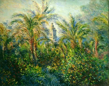  Yüksek kaliteli yağlıboya Tuval Reprodüksiyon Bahçe Bordighera, İzlenim Sabah (1884) Claude Monet tarafından el boyalı