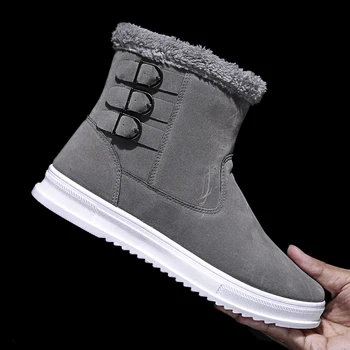  Zapatos De Hombre Çizmeler Erkekler Kış Ayakkabı peluş sıcak Erkek kar Botları Rahat süet Deri Erkek yarım çizmeler Erkek Deri Ayakkabı