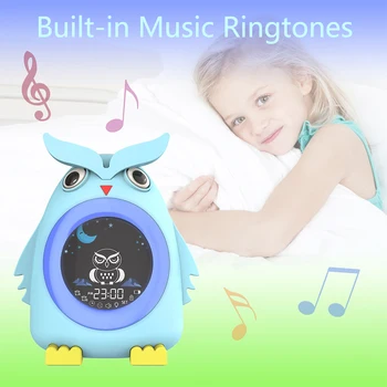  Çocuklar dijital alarmlı saatler Çocuk Uyku Eğitim Uyandırma Saat gece ışıkları ile Müzik Zil Sesleri Şarj edilebilir Hediye çocuklar için