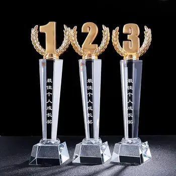  Özelleştirilmiş kristal trophy 123 ödülleri şampiyonu spor kazananlar eğitim sahne Trofeo ödül yarışması ödül oyuncaklar ev dekor