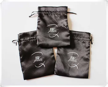  Özelleştirilmiş logo Saten iç çamaşırı kılıfı İpli çanta Takı saten çanta düğün Hediye Çanta ücretsiz kargo
