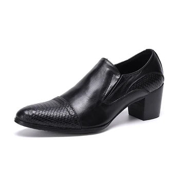  Ücretsiz kargo ile erkekler için ayakkabı hakiki inek deri erkek yüksek topuklu oxford italyan siyah lüks elbise ofis günlük erkek ayakkabı