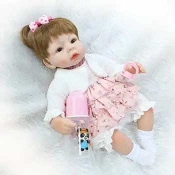  Ücretsiz Kargo! Yeni 45 CM Yumuşak Silikon Yeniden Doğmuş Bebek Bebek El Yapımı Vinil Yeniden Doğmuş Bebek Kız Noel Hediyeleri Bonecas Brinquedos
