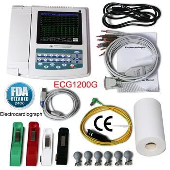  Üretici CONTEC CE 12 kanallı ECG1200G elektrokardiyograf taşınabilir EKG makinesi